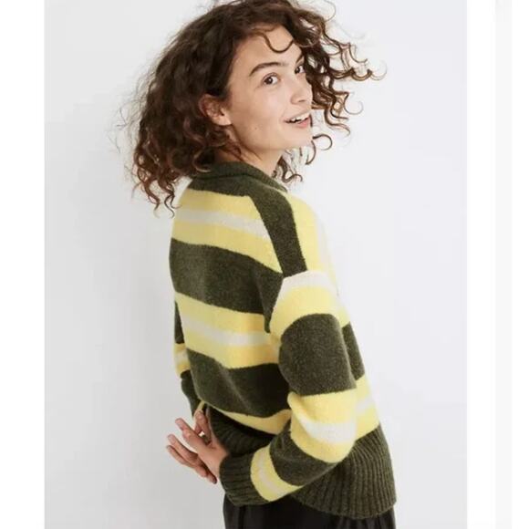 **NWT Madewell Green/Yellow/ White Striped Fulton Pullover Sweater - SIZE M - Picture 7 of 8